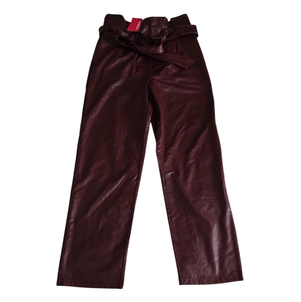 Commando Oxblood Faux Leather Paperbag Pant Womens Small